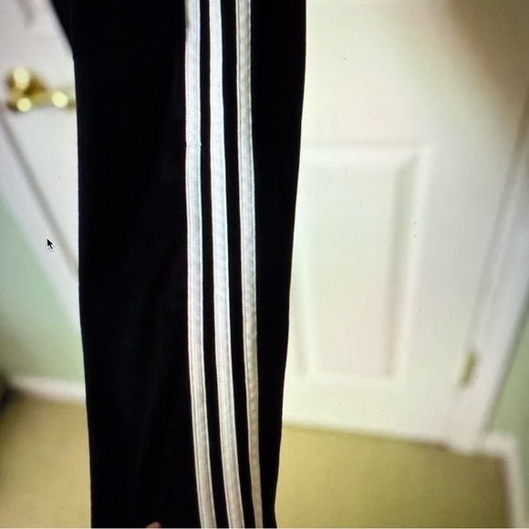Adidas men’s Black Joggers with White Stripes and zippered ankles size XL - Picture 7 of 11